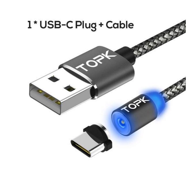 Cabo USB Magnético TOPK LED